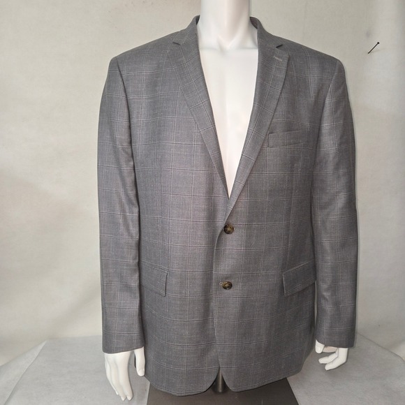 Ralph Lauren Plaid Wool Silk Linen Blend Sport Coat Blazer Mens 48R Suit Jacket
